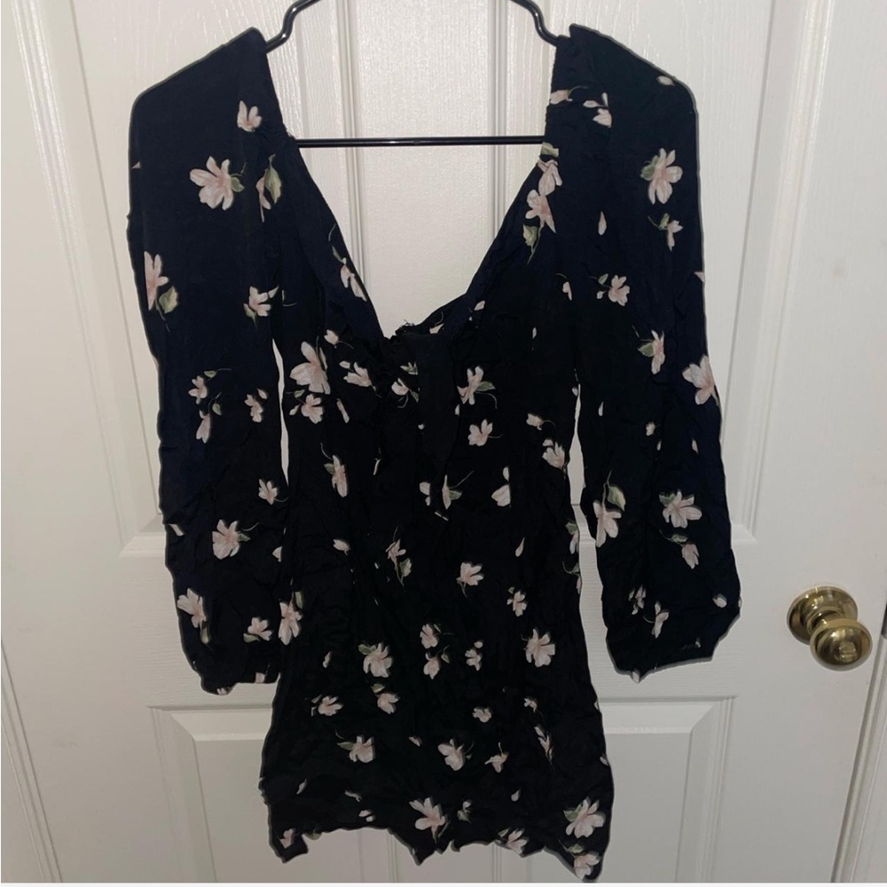 Black floral mini